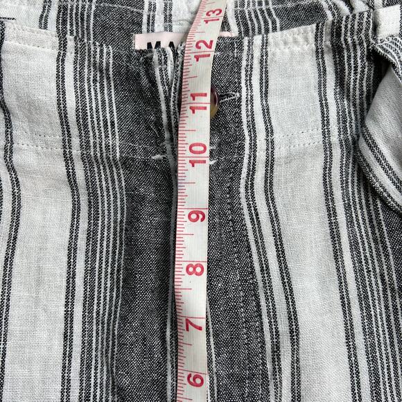 Mauby Stony Black White Stripe Linen Blend High Rise Short Large - Picture 9 of 10